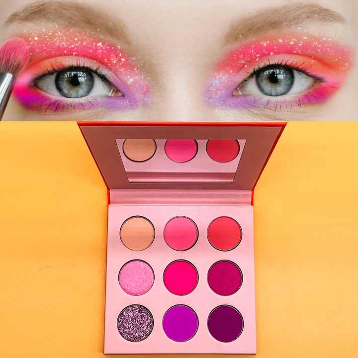 Glitter Eyeshadow Palette with Vegan Pigment Powder Shimmer Finish Vegan Features Mirror-for All Skin Tones