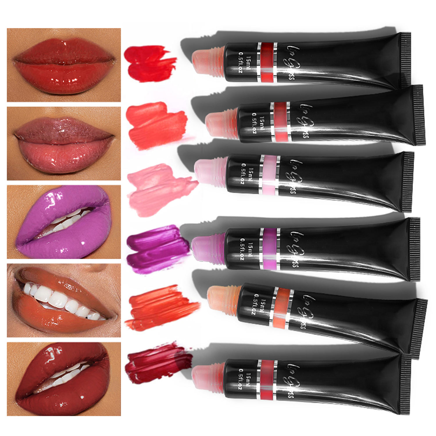 24 Colors Available Customized Squeeze Tube Lip Stain With Lip Plump Gloss